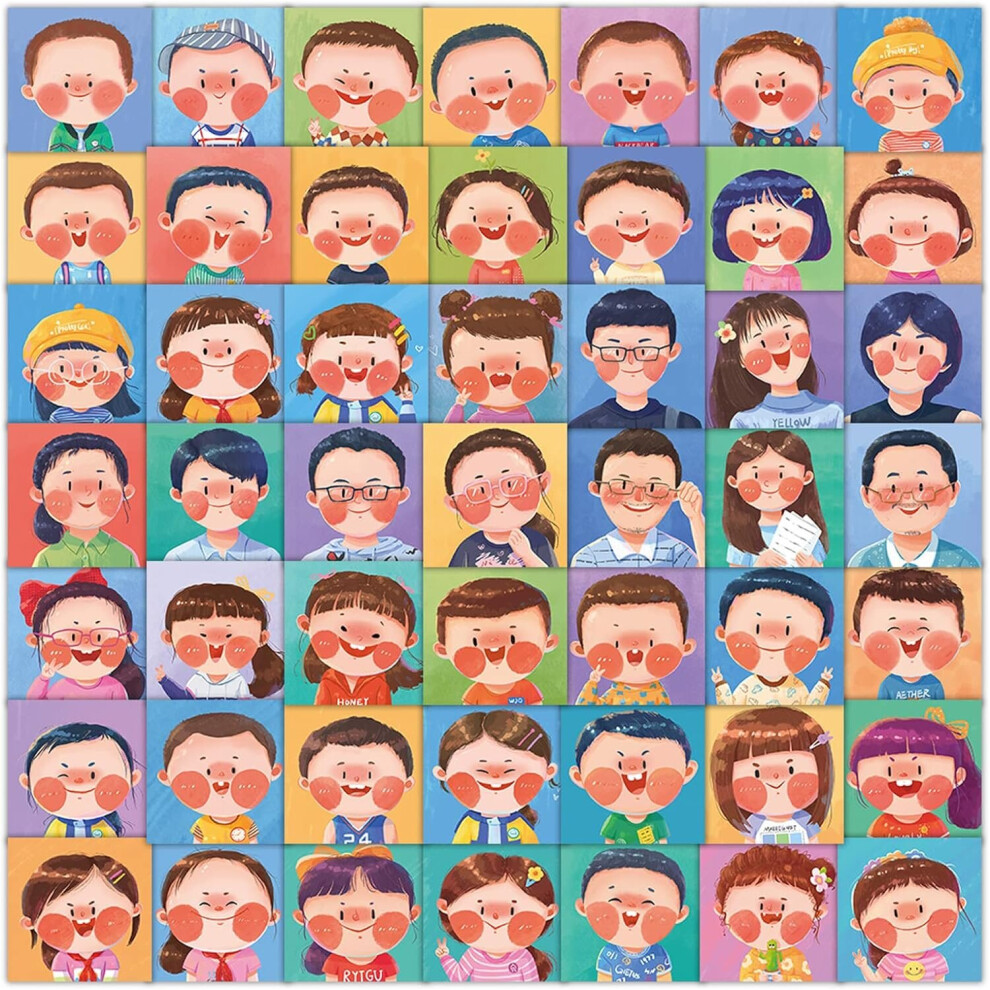 60 Piece Set Cartoon Photo Stickers Smiley Family Stickers Vinyl Waterproof Party Favors Student Kawaii Stickers Water Bottle Identity Tags Pictures