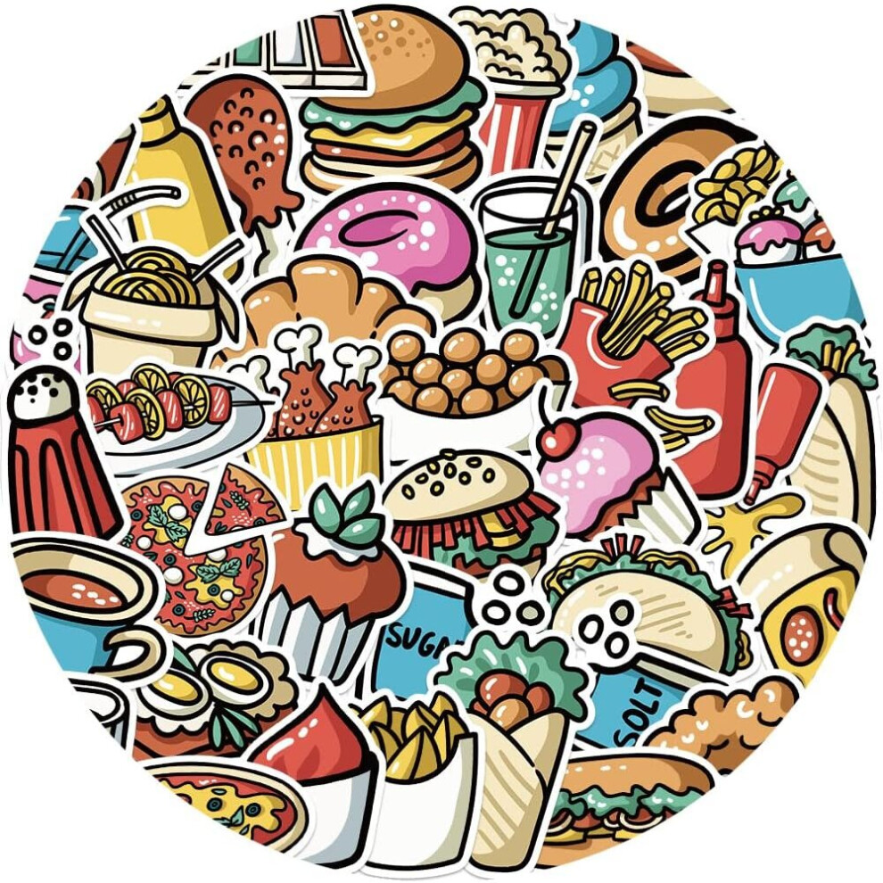Kawaii Food Stickers for Boys Girls Cute Waterproof Reusable Vinyl Water Bottle Laptop Skateboard Phone Guitar Stickers for  Laptop 44 Pcs