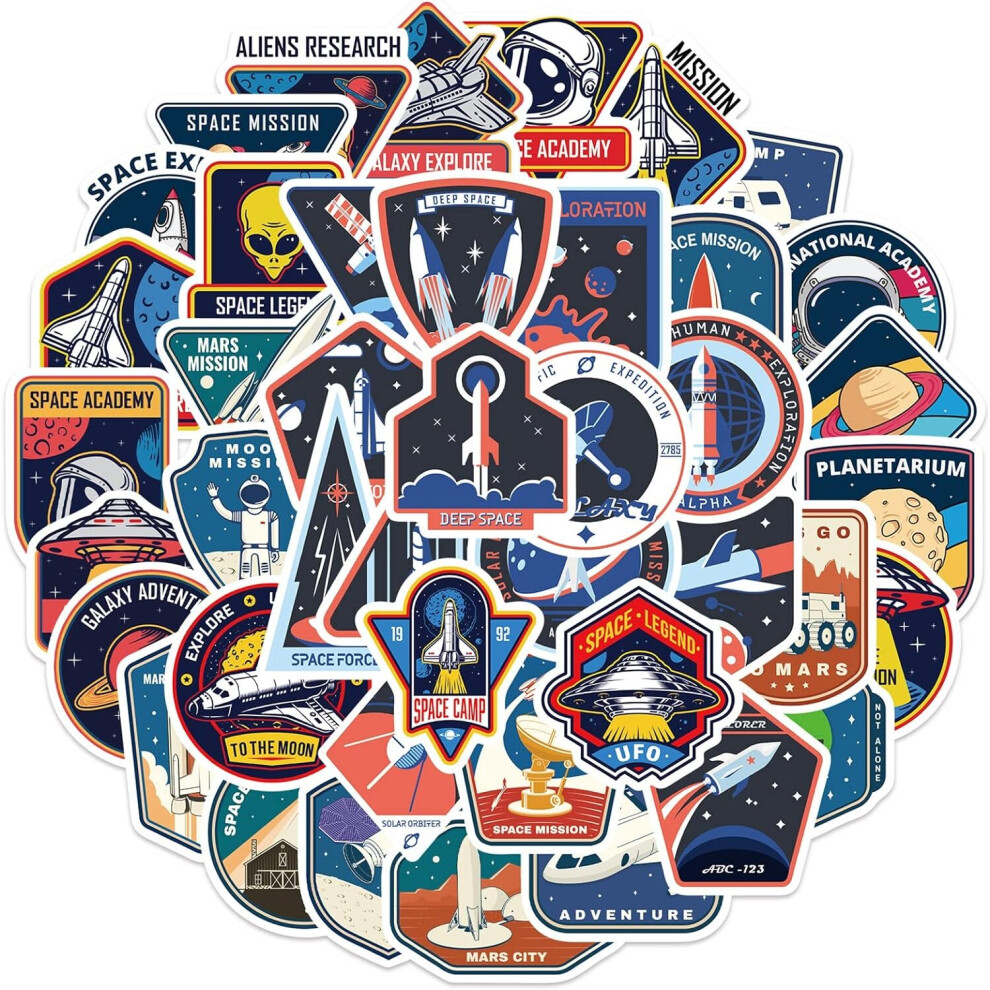 Cartoon Astronaut Space Alien Stickers for Computer Water Bottles Laptop Skateboard Vinyl Waterproof Reusable for Teens Kids Adults Boys 52 Pcs