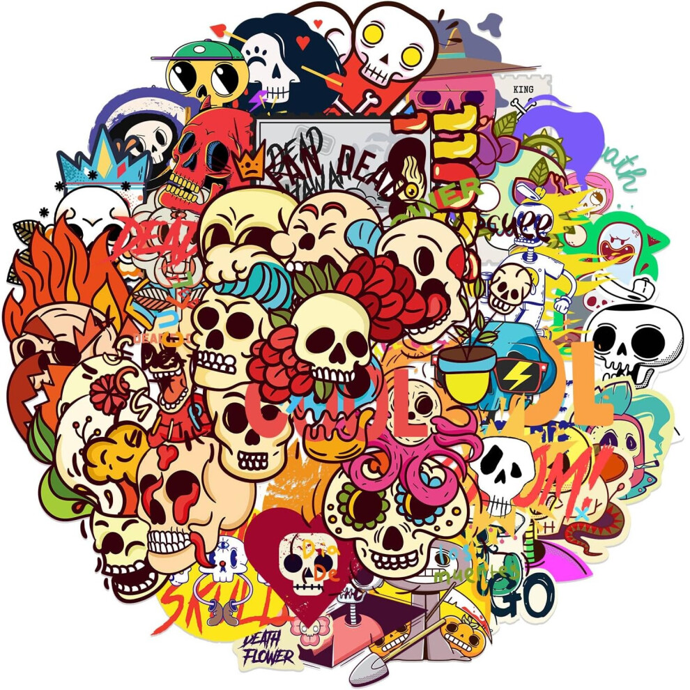 Tianci Kawaii Vinyl Skull Stickers For Water Bottles Laptop Skateboard Guitar Phone Luggage Waterproof Reusable Funny Meme Deco Cute Stickers 46 Pcs