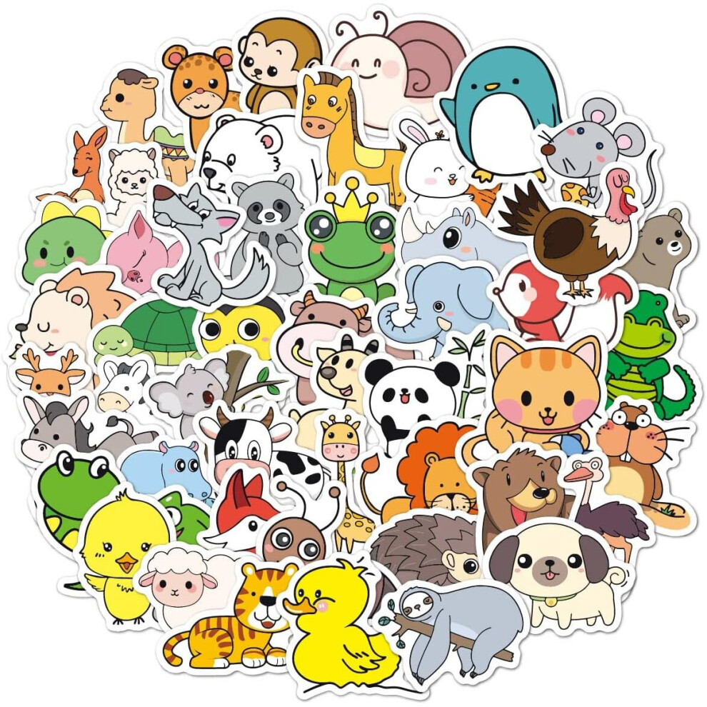 Tianci 50Pcs Cute Animal Stickers For Kids, Water Bottles Stickers Vinyl For Girls Phone/Laptop/Luggage
