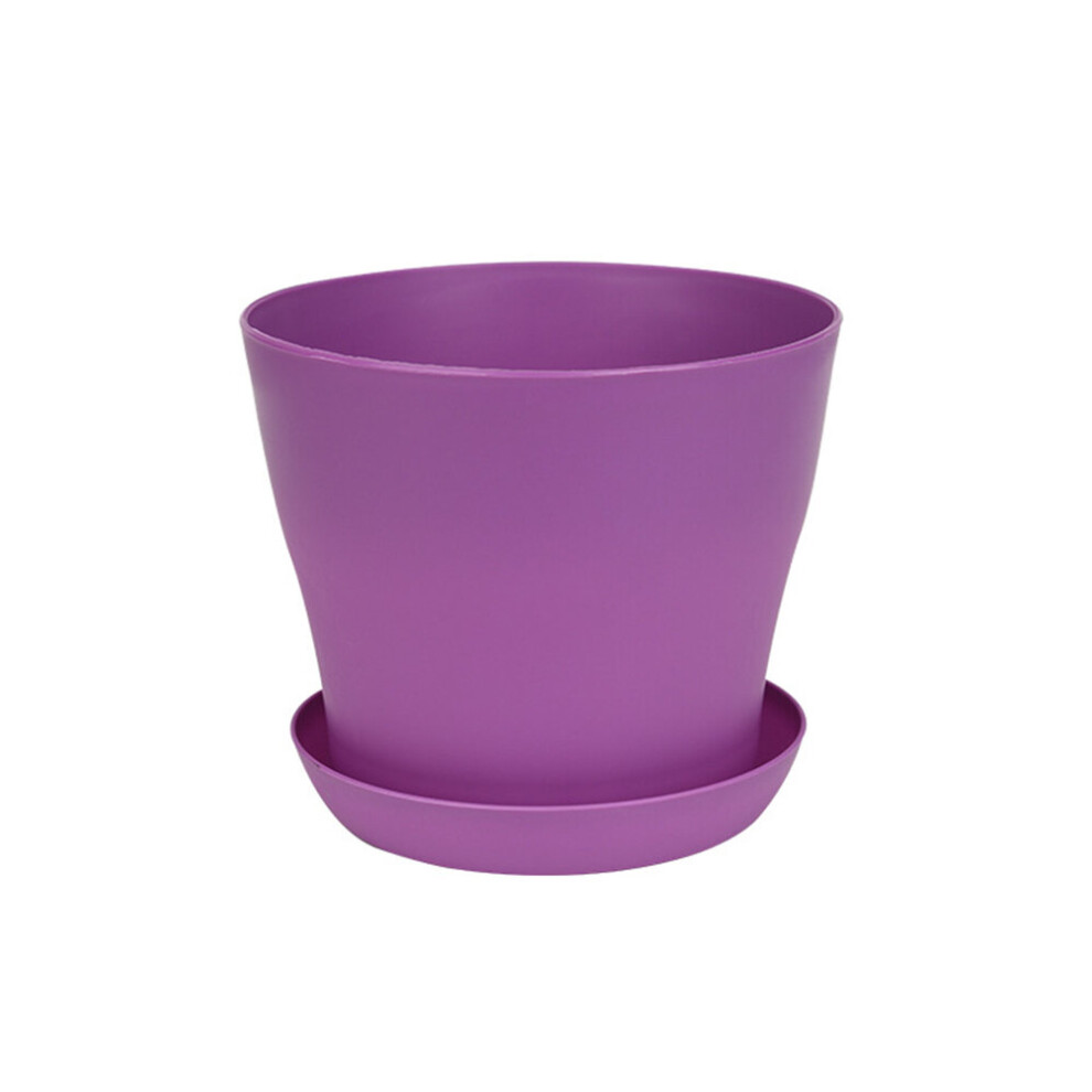 Pack of 12 Plastic Pots Flower Nursery Outdoor Indoor Plants for Your Room, Office, Garden Decor with Tray Opening-purple