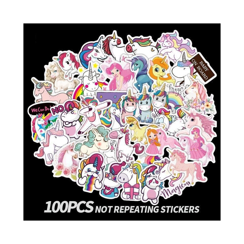 Tianci 100Pcs Cute Unicorn Stickers Waterproof Vinyl Cute Funny Stickers Suitable For Phablet Hydrofoil Kettle Bike Luggage Computer.