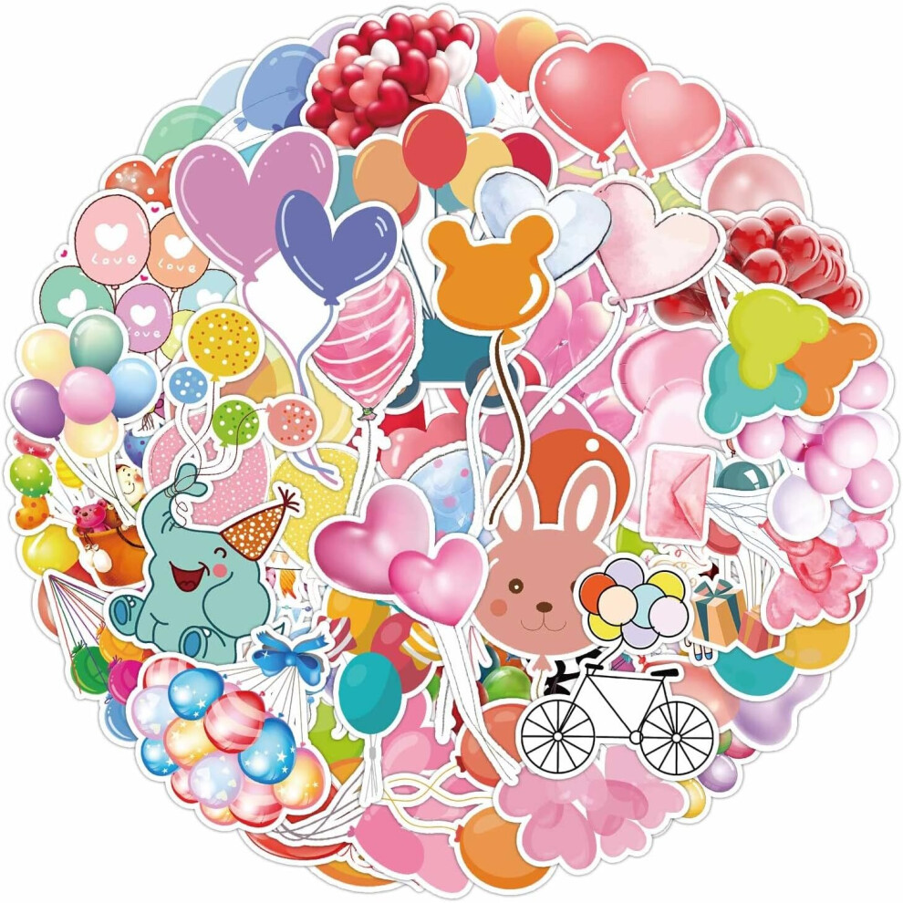 Cute Balloon Stickers for Water Bottle,Waterproof Vinyl 50pcs Stickers for Laptop Computer Phone Bumper Skateboard Luggage Stickers for Teens Kids.