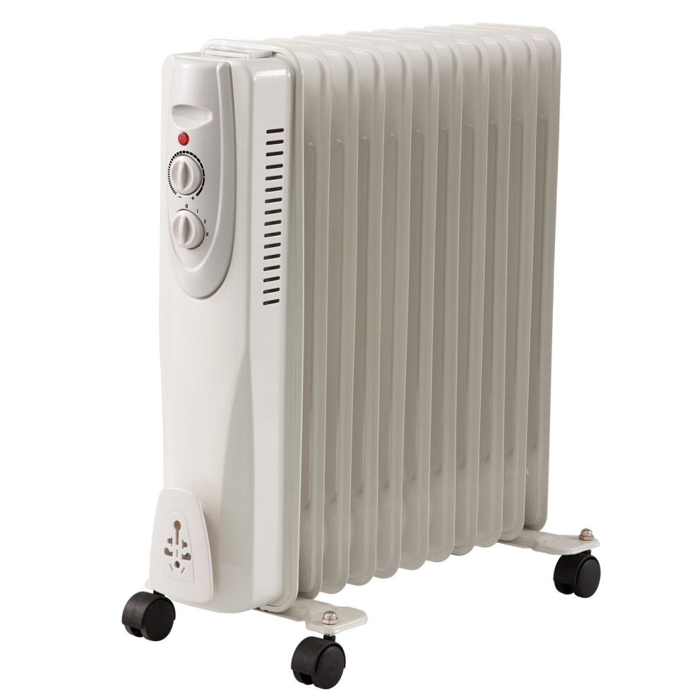 (1) 11 Fin 2500w Oil Filled Radiator 2.5k Portable Heater 3 Heat Thermostat Settings