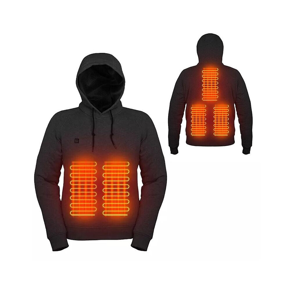 (XL, black) 2022 Outdoor Electric USB Heating Sweaters Hoodies Men Winter Warm Heated Clothes Charging Heat Jacket Sportswear