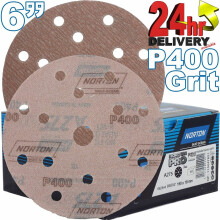 Norton Pro P400 Grit 15 Holes A275 6" 150mm Abrasive Self Grip Sanding Discs