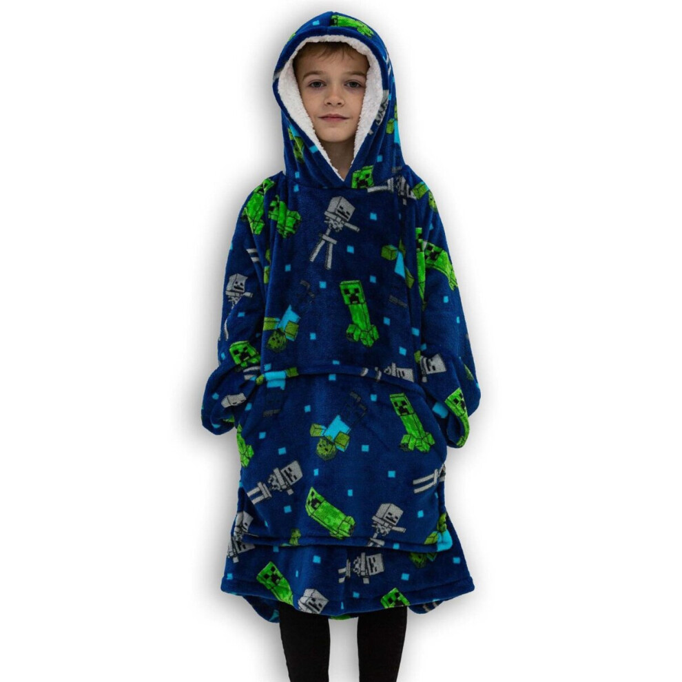 Minecraft Creeps Wearable Hooded Fleece Blanket - Kids - Medium