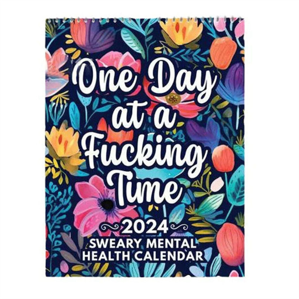 Funny Calendar for Mental Health 2024, Swear Inspirational Calendar 2024, Flower Calendar, Inspirational Calendar Wall