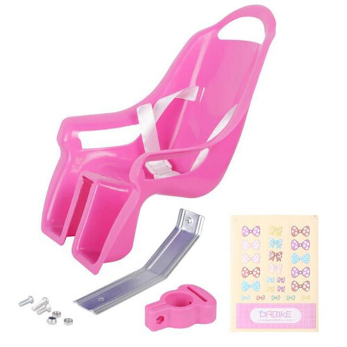 Universal Doll Bike Seat with Stickers DIY Decal Girls Kids Bike Accessories,Pink