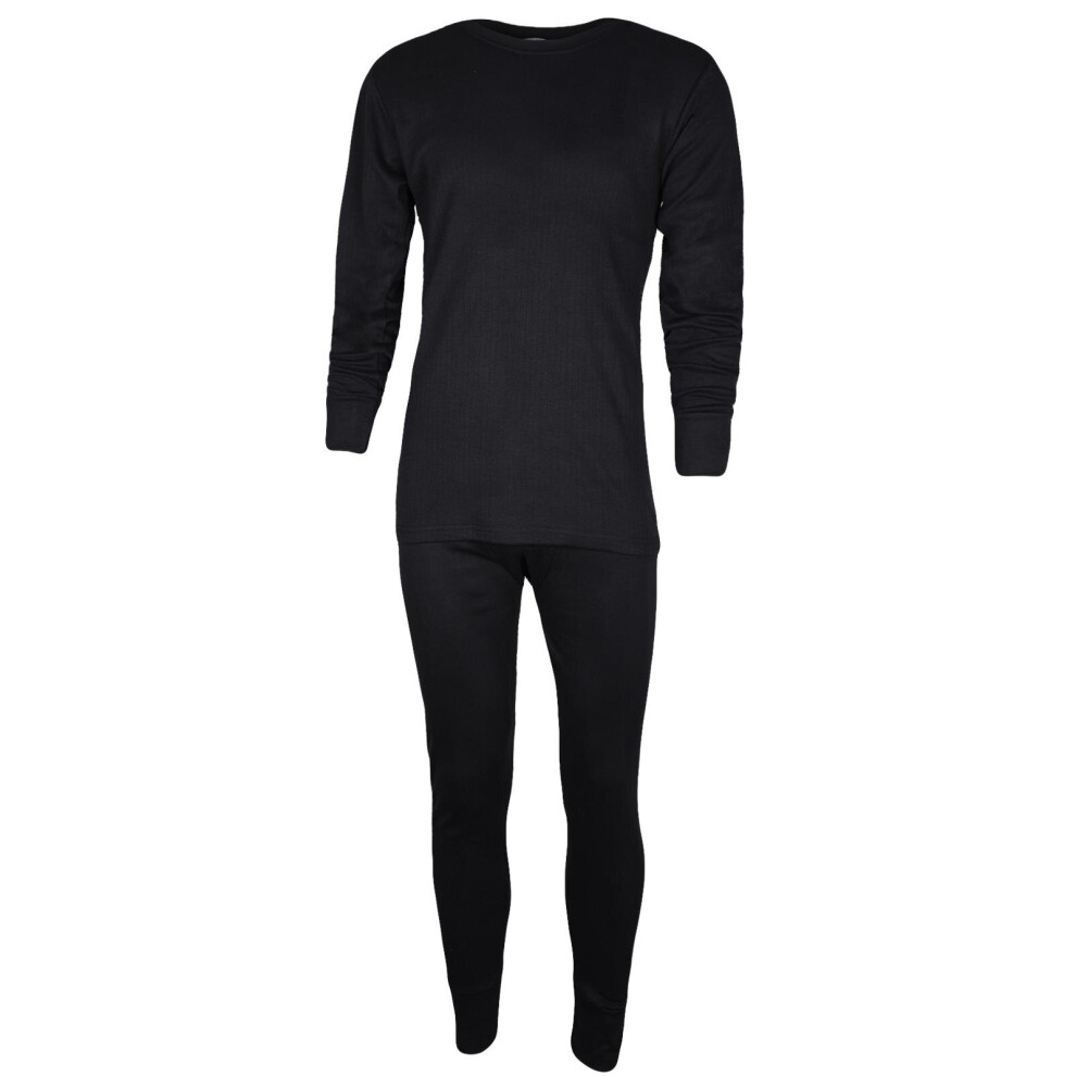 (Black, L) Mens Thermal Long Johns Premium Quality Top Bottom