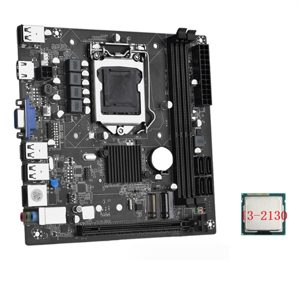 ITX H61 Desktop Motherboard +I3-2130 CPU LGA 1155 Support Up to 16GB DDR3 1600MHz RAM Slots 100M Network Card