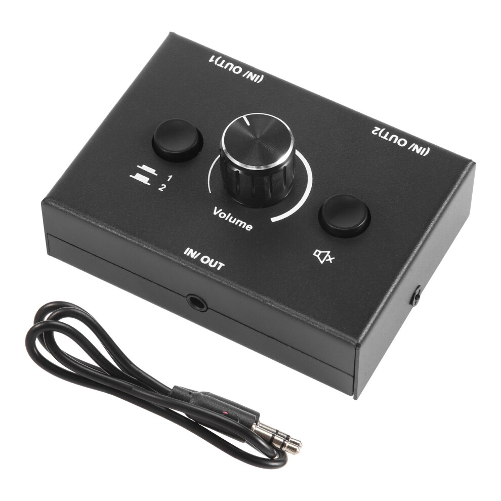 3.5mm Audio Switcher, 2 Input 1 Output/1 Input 2 Output Audio Splitter Switcher, Audio Switcher Box, One-Key Mute Button