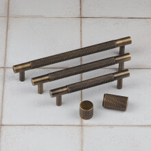 (192mm Handle) Antique Brass Knurled Solid Cabinet Handles & Knobs