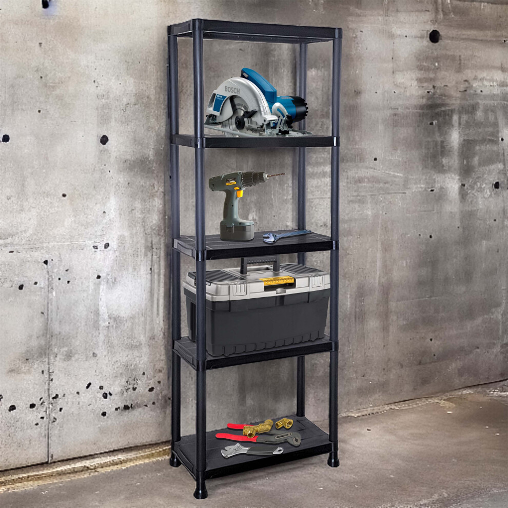 (5 Tier) 3/4/5 Tier Plastic Shelving Home Storage Unit Shelves Racking Garage Organiser 5068649823119