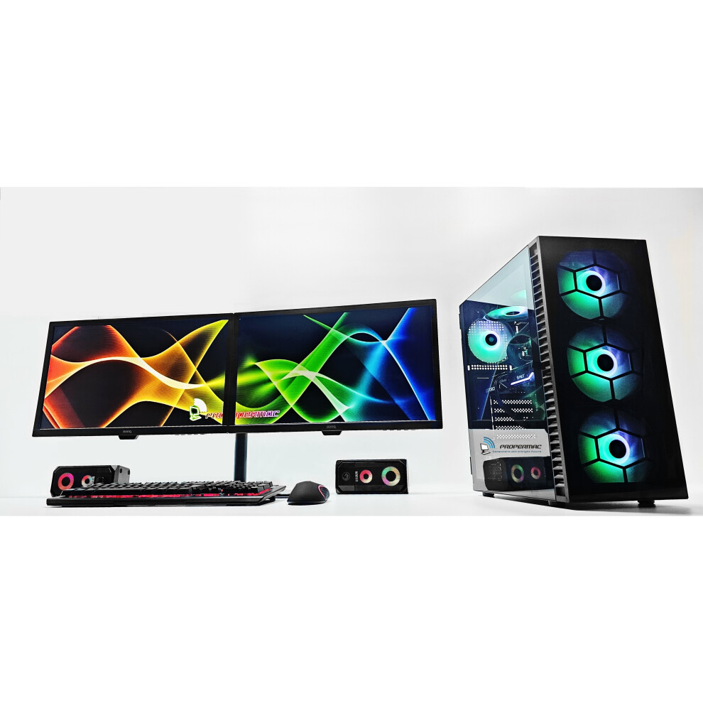 Gaming PC Bundle i7 Dual Monitor  512 SSD 1TB HDD 16GB DDR4 GTX 1650.