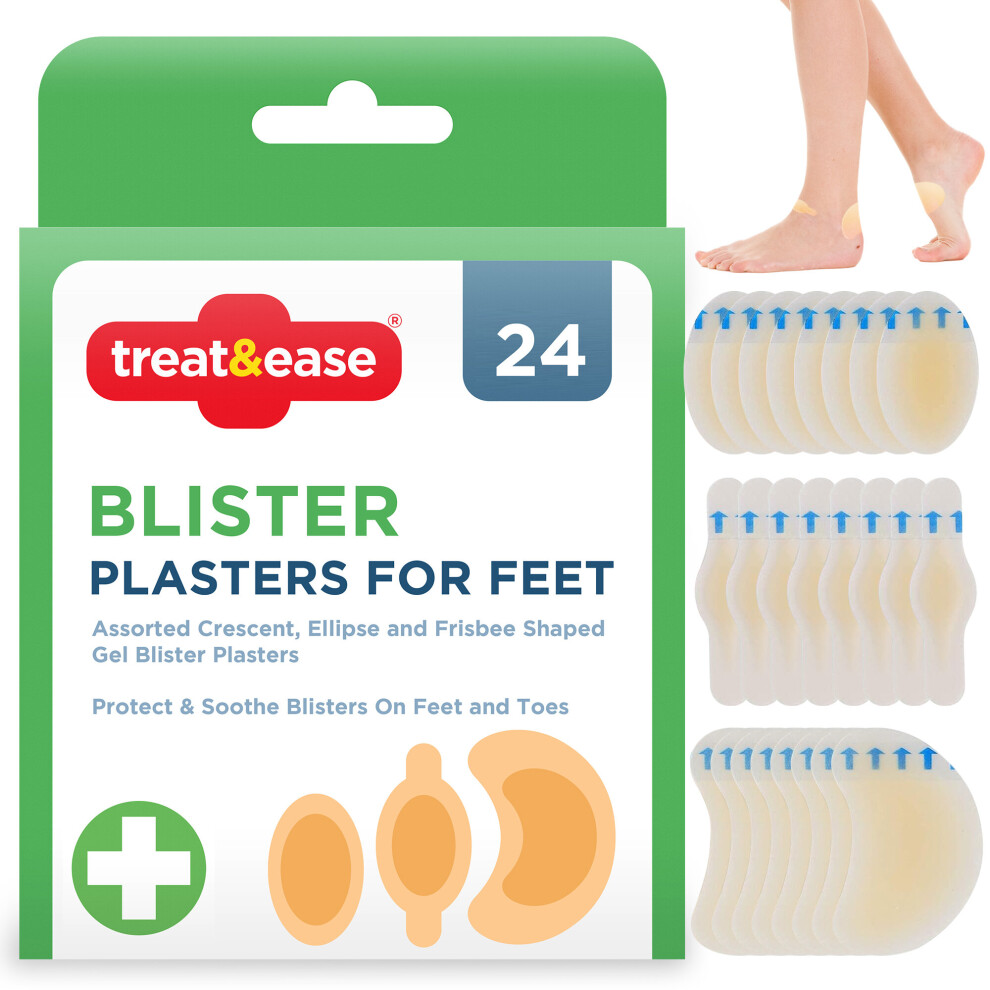 Sol 24Pk Hydrocolloid Gel Blister Plasters Toes Foot Heel Protect Mix Size