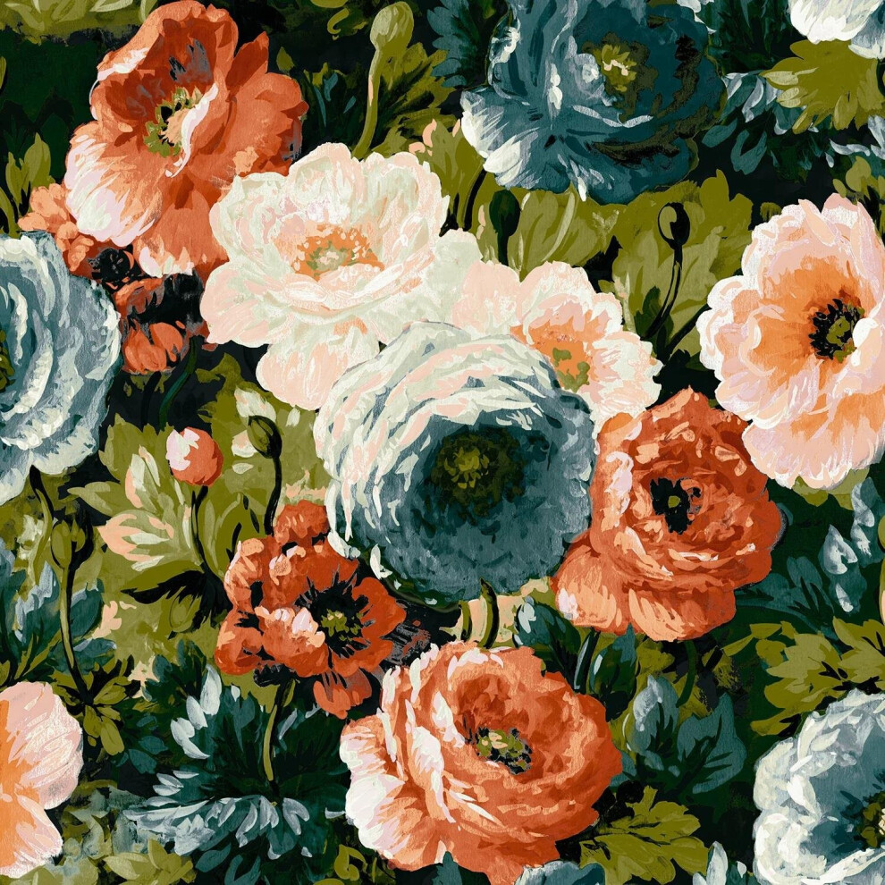 Grandeco Eden Rose Red Wallpaper Paint Effect Floral Modern