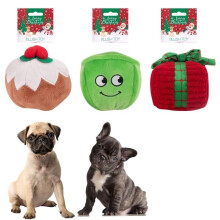 Pack Of 3 Plush Christmas Dog Toys Squeaker Pet Gift Pudding Sprout