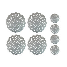 4 Placemats 4 Coasters Set Christmas Snowflake Festive Silver Felt