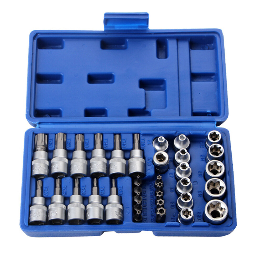 34Pcs Torx Star Socket Bit Set Male Female E&T Sockets
