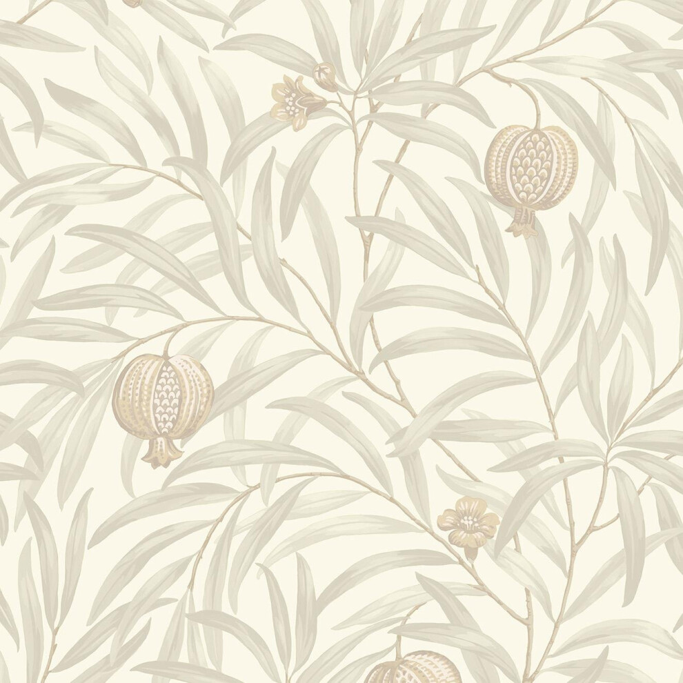 Belgravia Pomegranate Wallpaper Leaves Botanical Modern Feature Wall Cream/White
