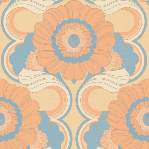 AS Creation AS Creation 70's Retro Floral Chic Turquoise Wallpaper Textured Paste The Wall