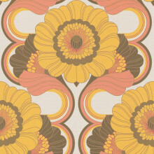 AS Creation 70's Retro Floral Chic Brown Wallpaper Textured Paste The Wall