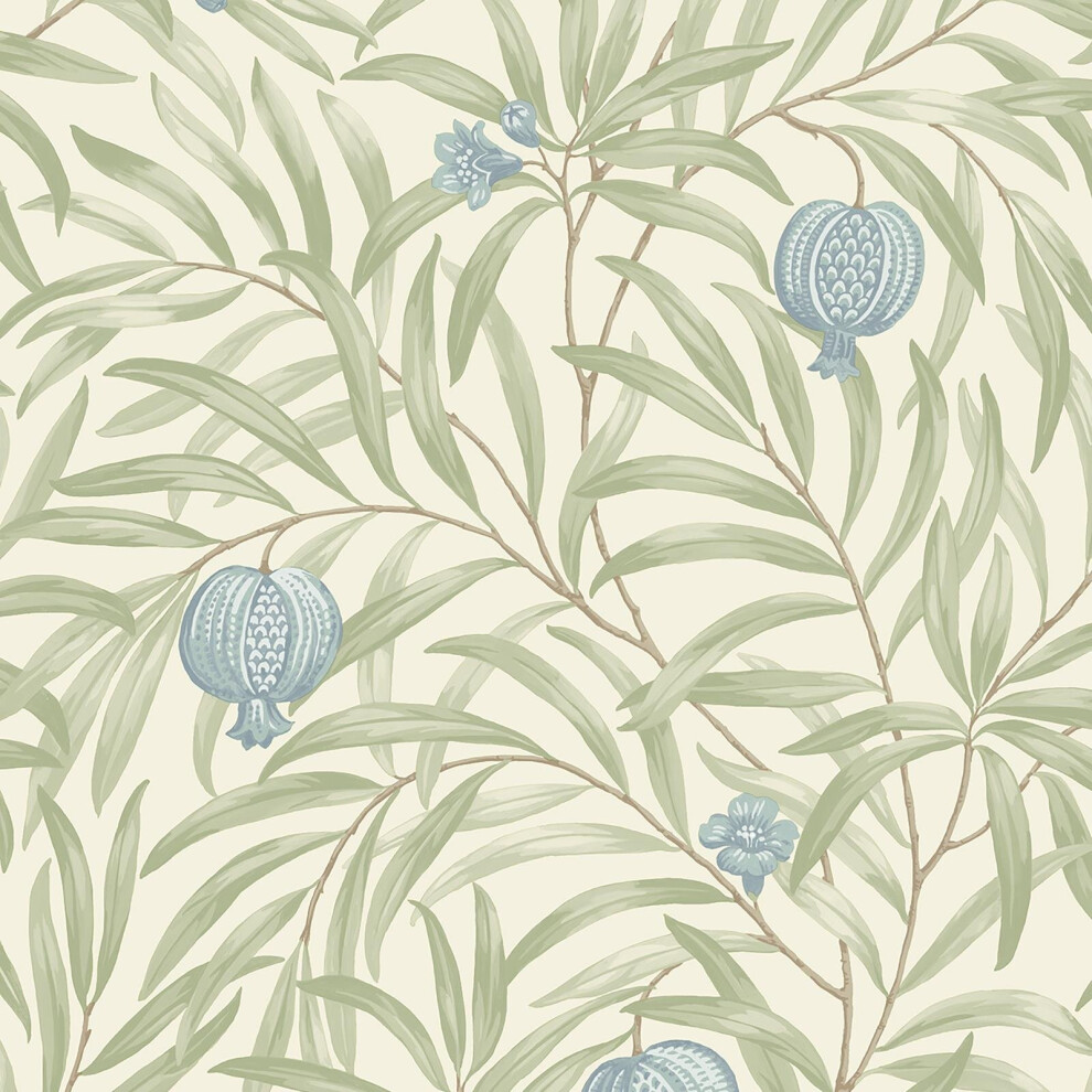 Belgravia Pomegranate Blue Green Wallpaper Leaf Botanical Modern Feature Wall 5018323096117