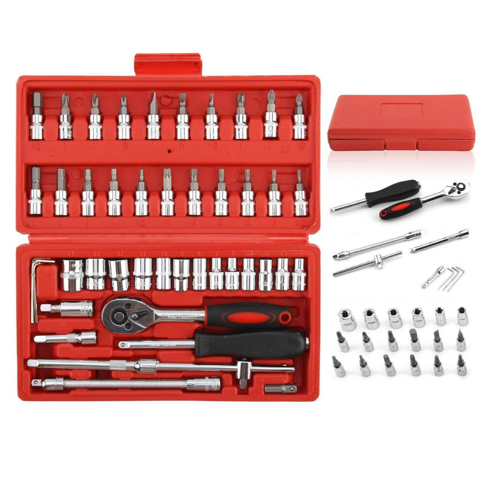 46Pcs Metric Socket Setwrench Torx Ratchet Bit 354449993257