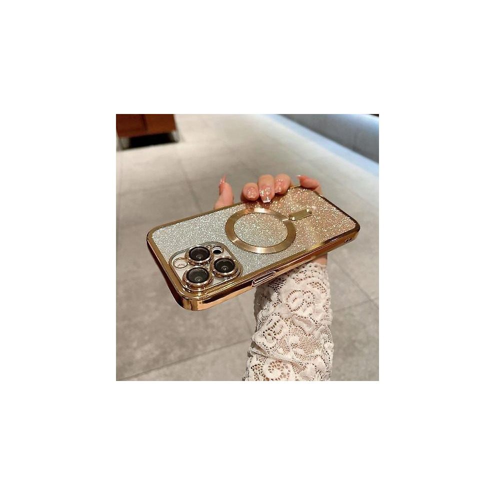 (Gold) For Iphone 15 Pro Max/15 Ultra Magsafe Case, Magnetic Glitter Case Compatible Iphone 15 Pro Max/15 Ultra Camera Lens Protector Gold 7335674309122