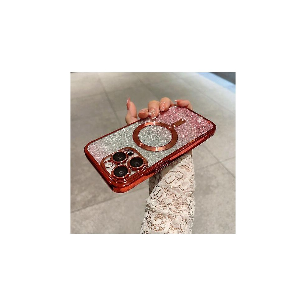 (Red) For Iphone 15 Pro Max/15 Ultra Magsafe Case, Magnetic Glitter Case Compatible Iphone 15 Pro Max/15 Ultra Camera Lens Protector Red 7335674309153