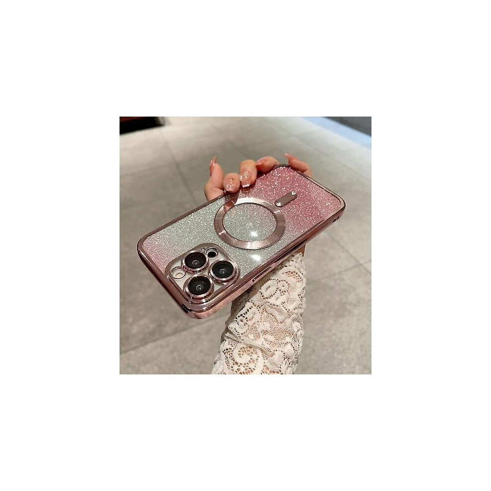 (Pink) For Iphone 15 Pro Max/15 Ultra Magsafe Case, Magnetic Glitter Case Compatible Iphone 15 Pro Max/15 Ultra Camera Lens Protector Pink 7335674309177