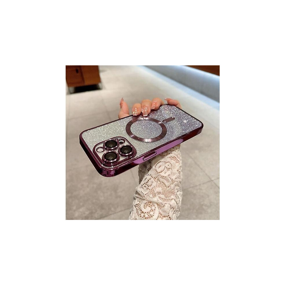 (Purple) For Iphone 15 Pro Max/15 Ultra Magsafe Case, Magnetic Glitter Case Compatible Iphone 15 Pro Max/15 Ultra Camera Lens Protector Purple 7335674309108