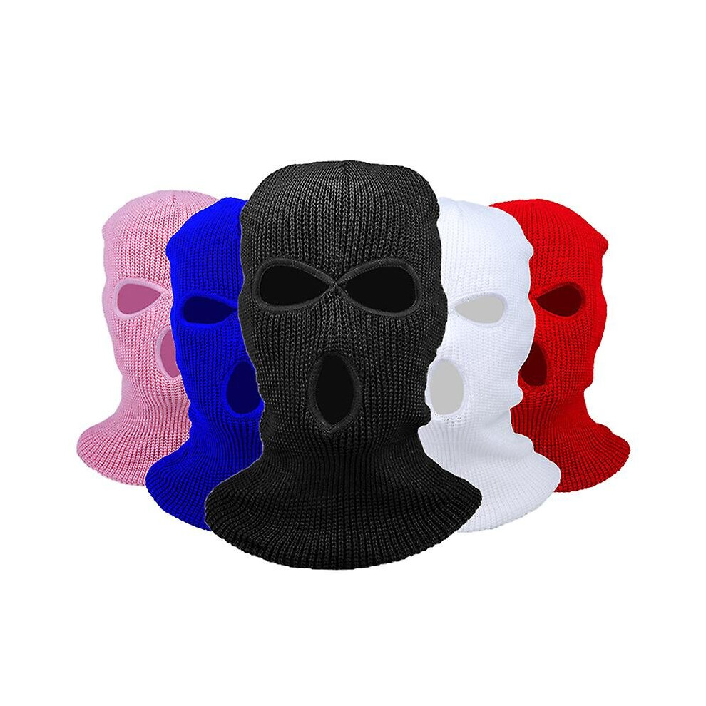 (Red) 3hole Knitted Full Face Cover Ski Mask Winter Balaclava Warm Knit Full Face Mask-image-OPC-PCMRWD5-NEW