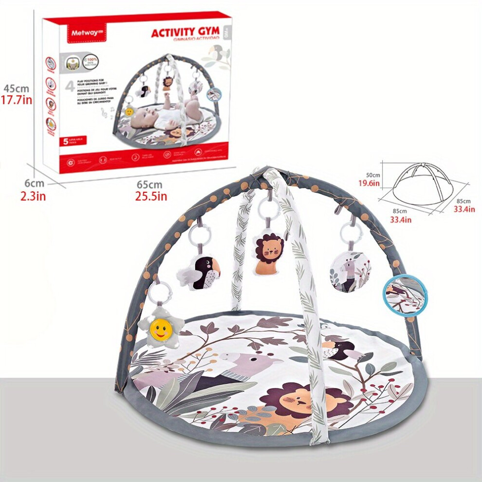 Baby Gym Play Mat With Music Play Mat & Play Gym Cartoon Styling Crawling Mat Cognitive Development For Baby To Toddler Perfect For Stimulating Play &