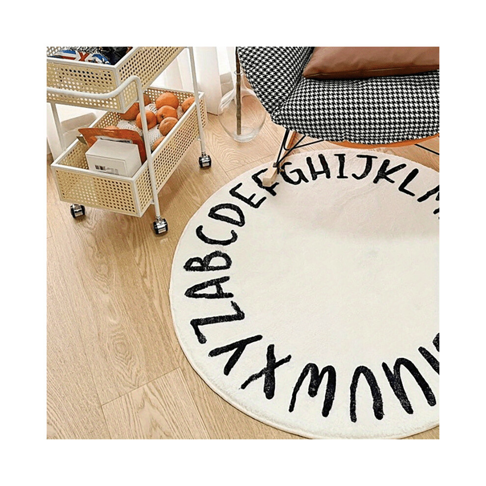 Round Letter Baby Crawling Mat Carpet Household Cashmere Thickened Living Room Blanket Bedroom Bedside Blanket Study Floor Mat