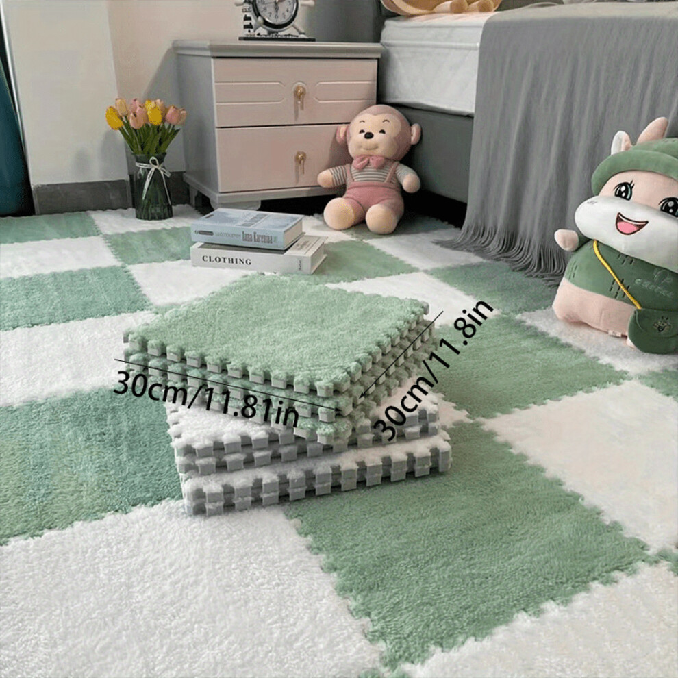 10pcs Soft Plush Foam Puzzle Mats Perfect for Carpeting Kids Bedrooms & Household Floors