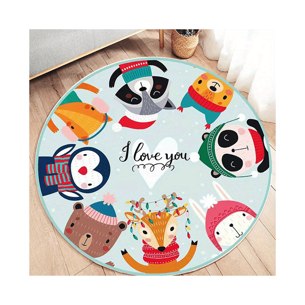 Cartoon Animal Round Play Pad Crawling Mat Crawl Cushion Air Conditioned Blanket Rug For Kids Children Toddlers Bedroom Tummy Time Blanket