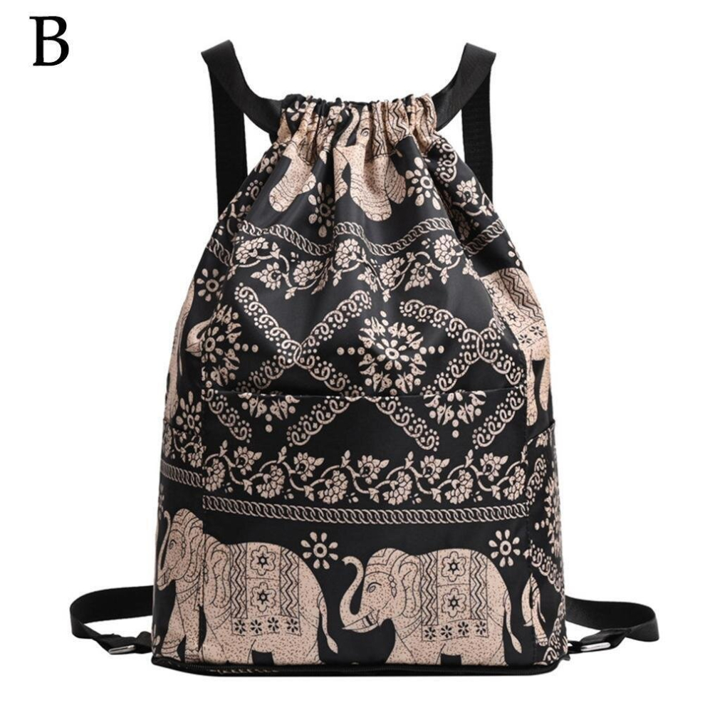 (  Elephants) Drawstring Foldable Large Capacity Dry Wet Separations Travel Sport Backpack