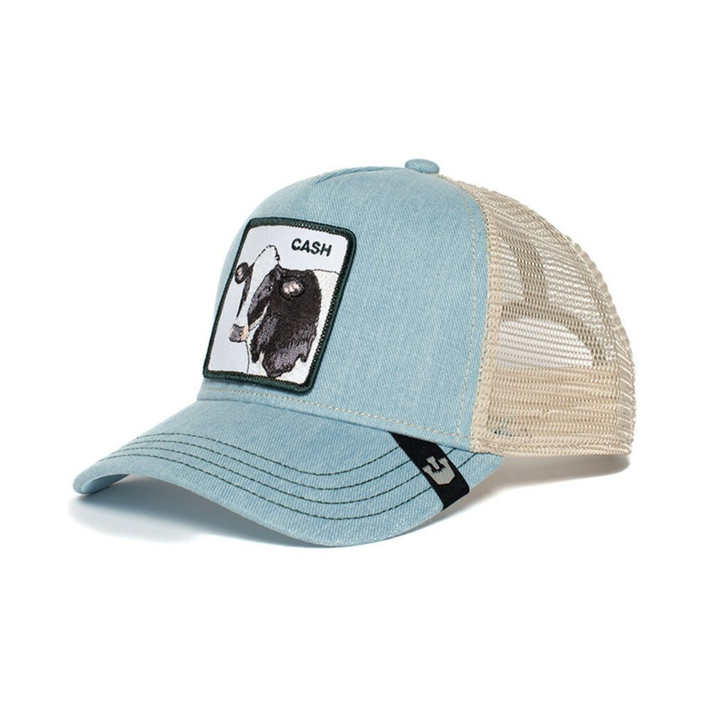 (Cow CASH Blue) Animal baseball cap cartoon sunscreen mesh embroidery, adjustable size