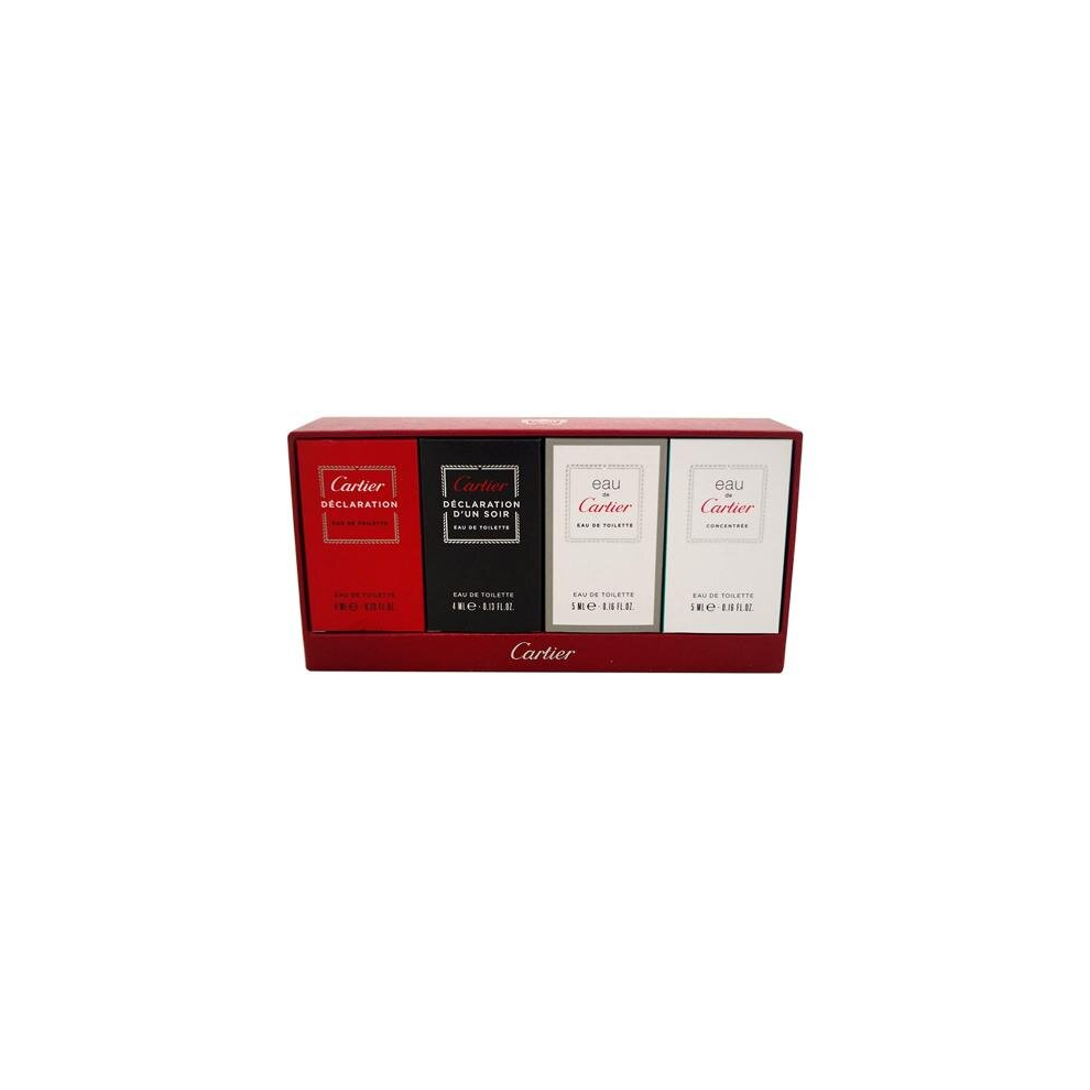 Cartier 4 Pcs Eau De Toilette Mini Set For Men: 0.13 Declaration + 0.13 Declaration D'Un Soir + 0.16 Eau De Cartier + 0.16 Eau De Cartier Concentree