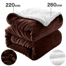 (Coffee, Super King (230 x 270 cm)) Sherpa Fleece Blanket Bed Throw Reversible Sofa Mink
