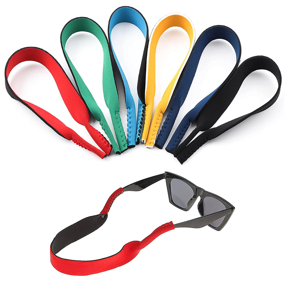 6 Pack Neoprene Elastic Cord Retainer Strap Band For Sports Eyeglass And Sunglass, Eyewear Holder Strap Glasses Head Band