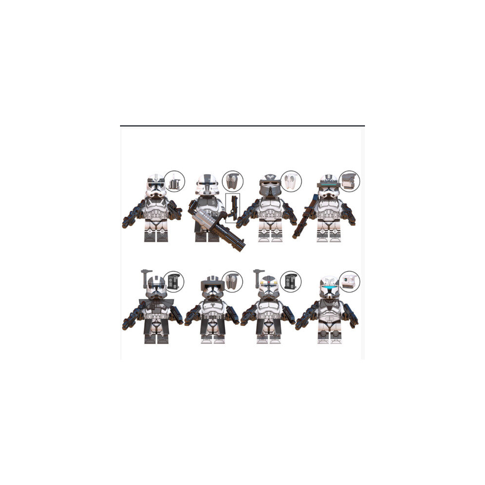 8pcs Star Wars Clone Trooper Cody Rex Commander fit Lego Minifigures