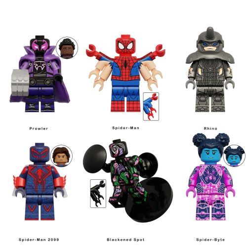 6PCS Across the Spider Verse Minifigures Building Blocks Toy Spider Man Fit Lego