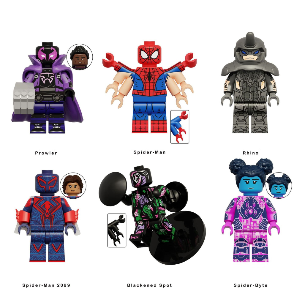 6PCS Across the Spider-Man Rhino Minifigures Building Blocks Toy  Fit Lego