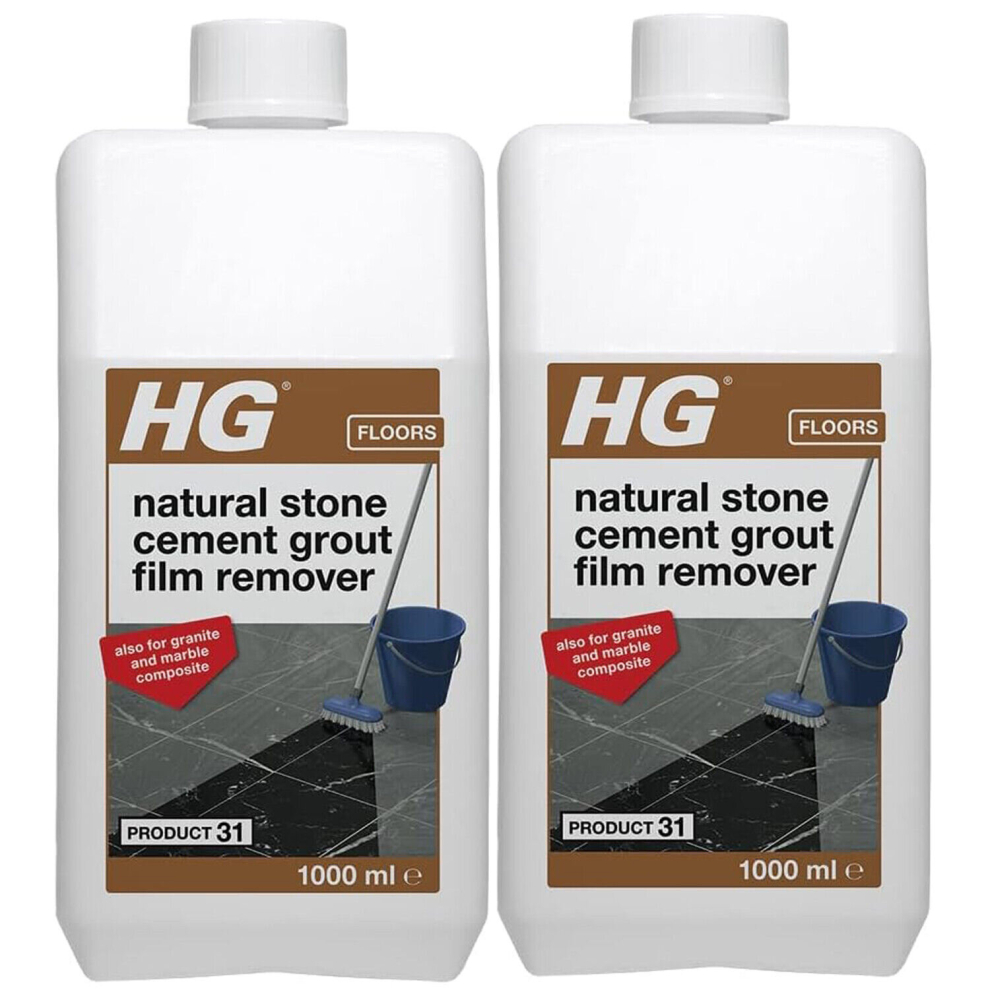 2 x HG Natural Stone Cement Grout Film Remover- 1Litre