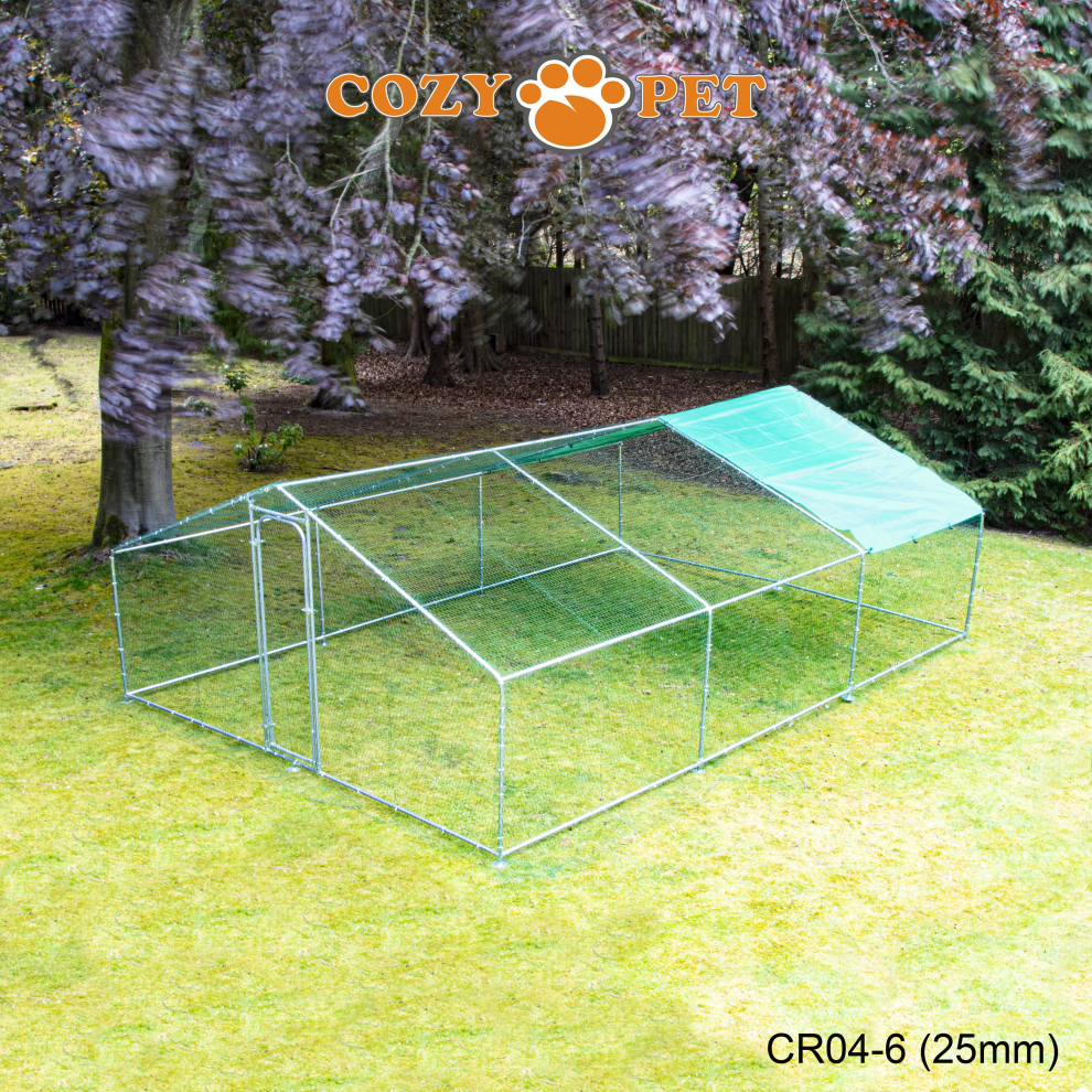 Chicken Run 4m x 6m 25mm Galvanised Steel Frame by Cozy Pet for Hens Dogs Poultry Ducks Coop CR04-6