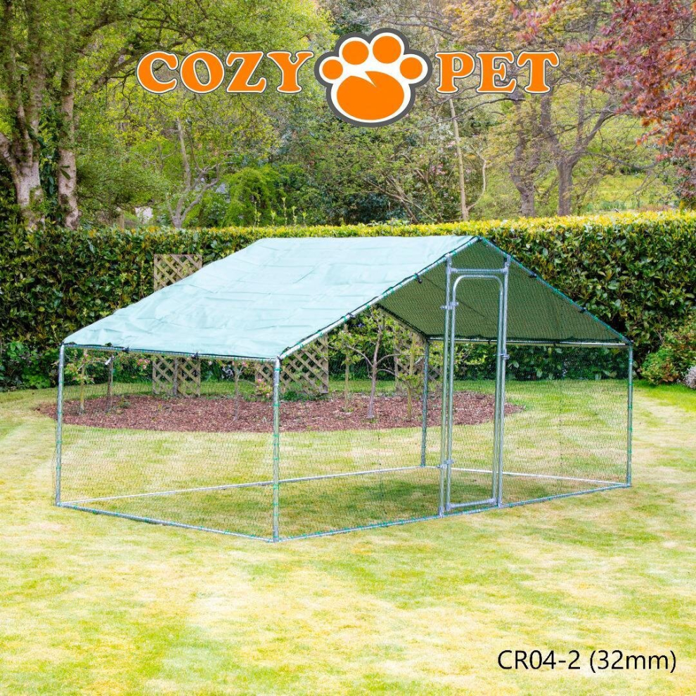 Chicken Run 4m X 2m 32mm Galvanized Steel Frame by Cozy Pet Poultry Rabbit Dog Puppy Model